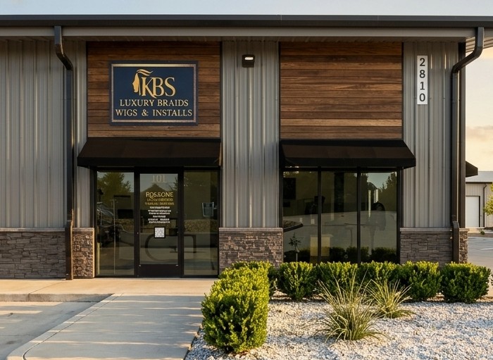 The KBS Luxe salon entrance in Mansfield, Texas